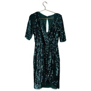 Asos TFNC Emerald Green Sequin Mini Party Disco New Years Dress Size US 10 WP638
